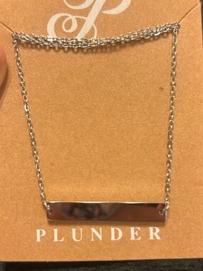 Plunder Silver Tone Horizontal Bar Necklace Minimalist Geometric Jewelry